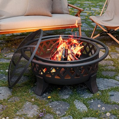 37" Outdoor Fire Pit with Poker and Spark Screen