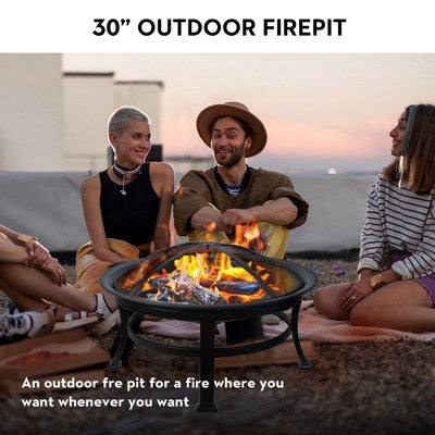 Bestier 30" Outdoor Wood Burning Fire Pit