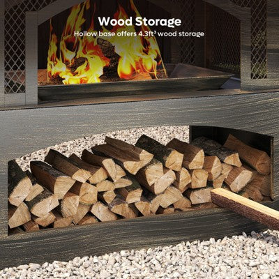 Bestier Outdoor Chiminea Fireplace with Log Storage